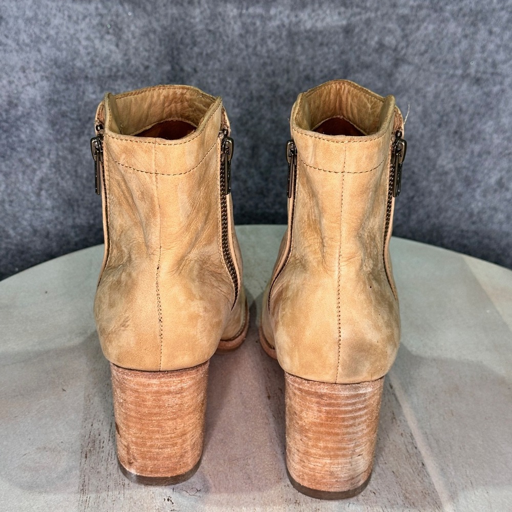 Frye Addie Double Zip Sand Tan Leather Ankle Boots Block Heel Women's Size 7.5 B - Picture 10 of 12